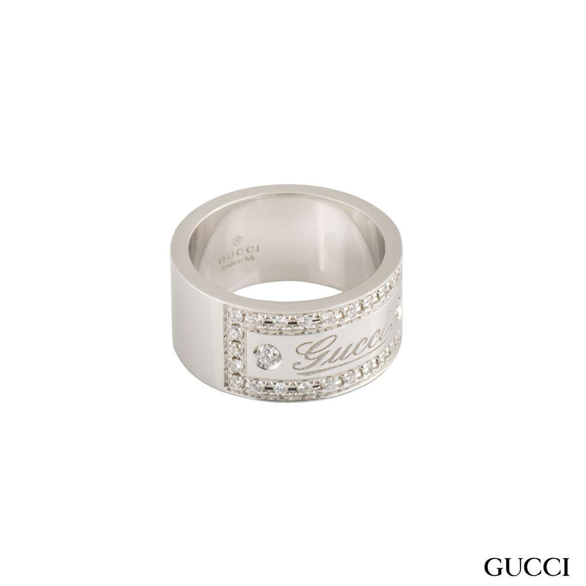 Gucci White Gold Diamond Band Ring
